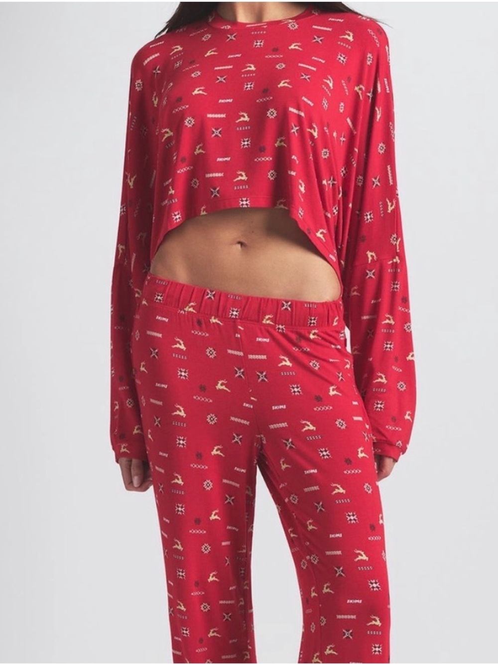 SKIMS Red Printed Long-Sleeve Lounge Set